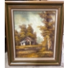 Image 1 : Signed Oil on Canvas Titled "Cottage in the Wind" by C Hettl  28x33"tall