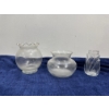 Image 1 : Short and Round Glass Vases 5.5H 4.25H 4.5H