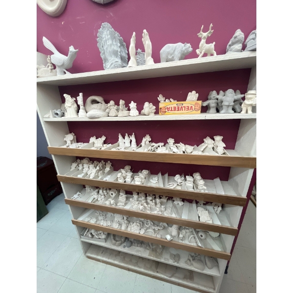 ceramic green ware all contents on shelf Lot 