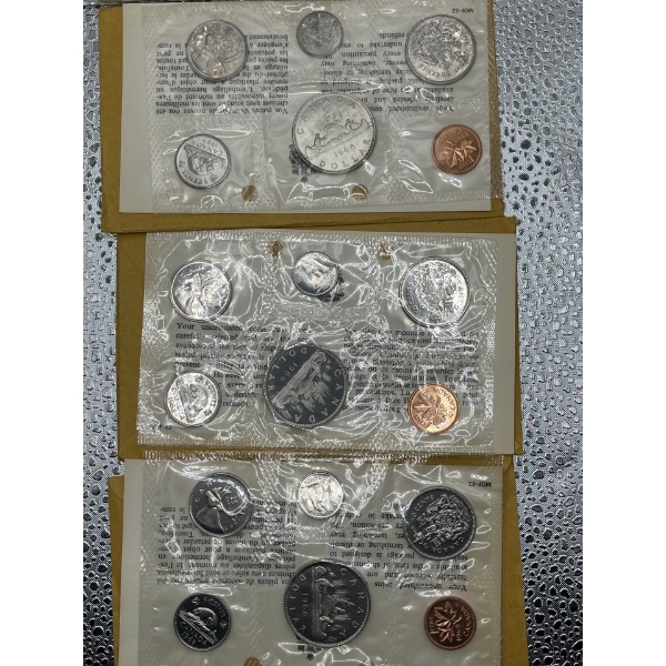 Three 1968 Canadian Uncirculated Coin Sets 