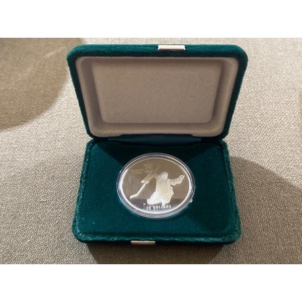1986 Royal Canadian Mint $20 Calgary Olympics Silver Coin in Presentation Case
