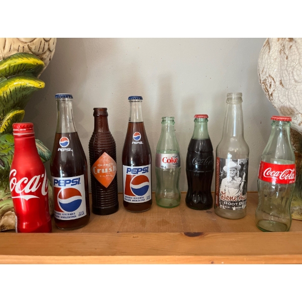 Vintage Coca-Cola Pepsi, and crush bottles