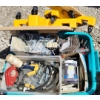 Image 1 : Green Bin of Tools and Hardware Incl: Electric Plugs/ Plate Covers, Allen Keys, Crowbars and More!