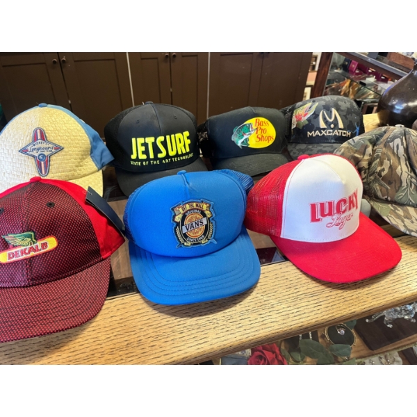 Collection of new and slightly used vintage/retro trucker hats