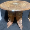 Image 1 : Vintage Hand Carved Inlay Bone Wood Moroccan Side Table 22x23