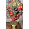Image 4 : Gold Holiday Tree Candleabra w/ Festive Foliage & Porcelain Santa w/ Sleigh