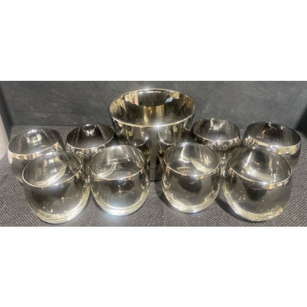 Metallic / Chrome Look Barware Collection - Ice Bucket & Rocks Glasses 