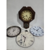 Image 1 : Bulova Wall Clock in Wooden Case 13.5 X 21, Other Clocks 14" Diameter Each