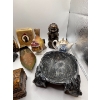 Image 3 : collection of items from around the world, including small, teapot, copper boot, small wooden handma