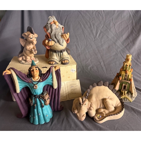 Krystonia Hand Painted, Made in England w/ Certificates,  5 Pieces - Lrgest ~7in Tall 
