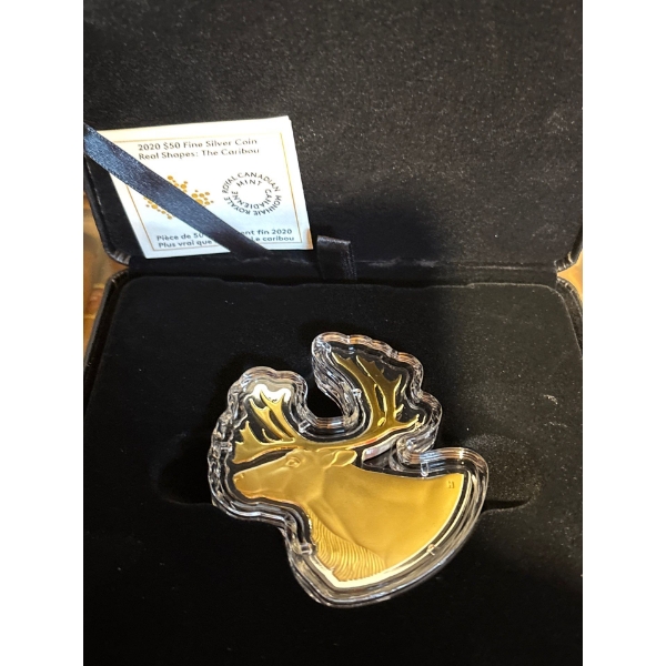 2020 $50 Real Shapes Coins: The Caribou - Pure Silver Coin