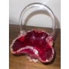 Image 2 : Beautiful Ruby Red Murano Art Glass Basket w/ Candy Dish 7T