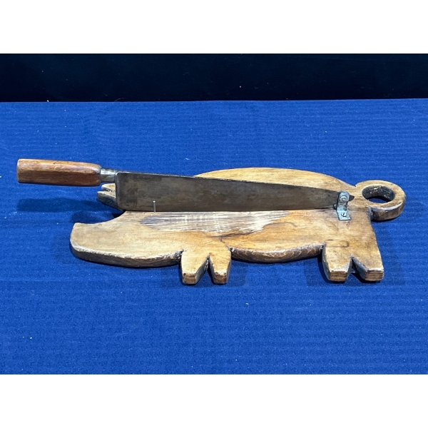 Pig Shaped Cutting Board with Attached Knife