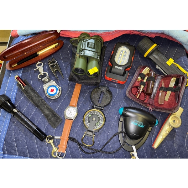 Glove Box Goodies - Wrist Watch Compass Fountain Pens Book Light & More 