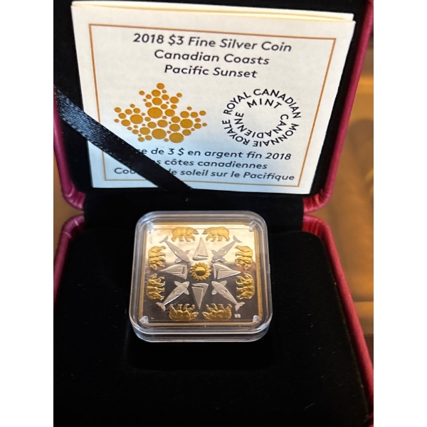 2018 $3 Canadian Coasts: Pacific Sunset - Pure Silver Coin