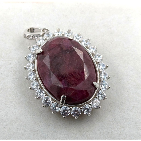 21.03 ct Certified Silver Ruby gemstone Pendant ($3,925 Appraisal)