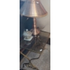 Image 1 : Metal and Glass Nesting Side Tables (See All Photos) Med: 14.5 W, 12 D, 20 T, Lamp and Candy Jar 