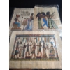 Image 1 : Reproduction Egyptian Papyrus Paintings: Two 17 X 25 and 25 X 17