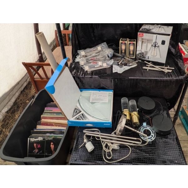Home Makers Lot With Drawer Pulls, Pendant Light Fixture, Corner Shower Shelf, and More