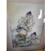 Image 1 : Original Protea Painting Framed Under Glass by Pierrette Dulude-Bohay 23 w 29 h