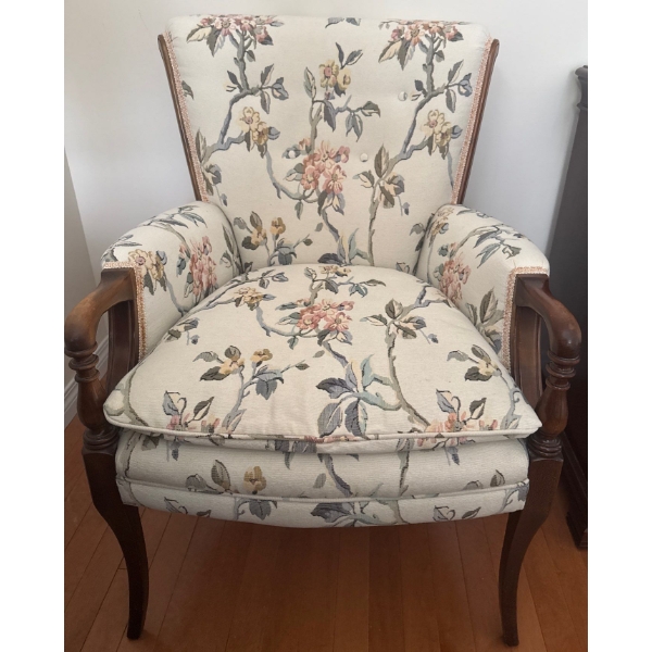 Floral Upholstered Wingback Arm Chair 34x33x40