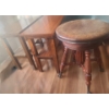 Image 1 : Vintage Claw Foot Adjustable Wooden Stool 14 dia 20 h (as pictured) Pair of Side Tables w Shelf
