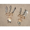 Image 4 : 14K Stamped Rose Gold Earrings (5.05g), One Stone Missing See Photos, 925 Stamped Backings 