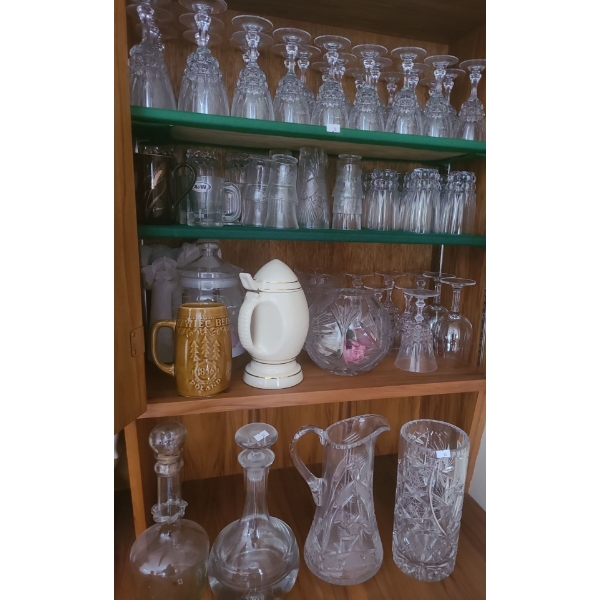 Assorted Drinkware Including: Tallest Decanter 11 T, Wine Glasses, Cups and More!