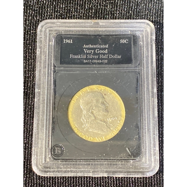 1961 Authenticated Very Good Franklin Silver Half Dollar American Coin