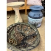 Image 1 : is a painted milk jug and a couple of bird baths