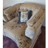 Image 5 : Beige w/ Floral: Chair 36 w, 32 d, 27 h and Couch 83 w, 32 d, 27 h