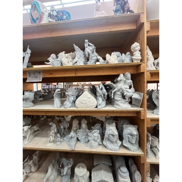 ceramic green ware all contents on shelf Lot 