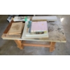 Image 1 : Wood Shop Table With Art Supplies Canvasses