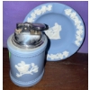Image 3 : Wedgewood Blue Jasperware Table Lighters & Ashtray-Embossed  England Made