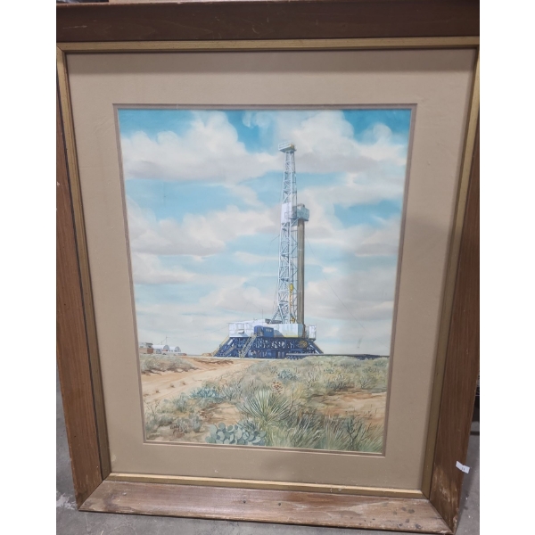 Painting of Oil Drill 28 X 34 by Warner Hoople 