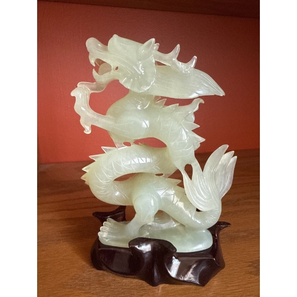 Jade Dragon on Base, Some Chipping, 7T 