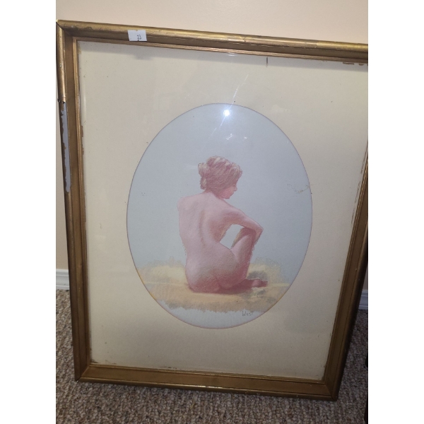 Female Nude Print by West 17 X 21