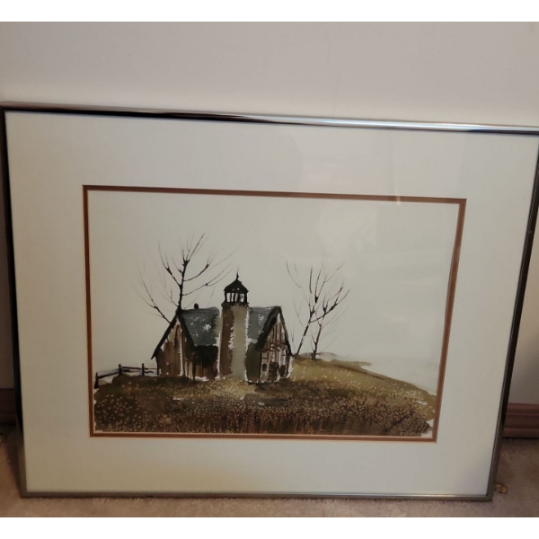 Paul B. Browsry 86 Watercolor Landscape 21x17