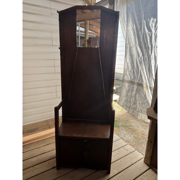 Antique Hall Bench with Mirror & bottom storage Nice condition 