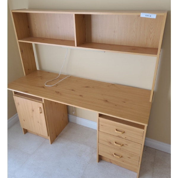 MDF Desk with Shelving 55 w, 56 h, 19 d