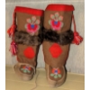 Image 4 : Indigenous Made Moose Hide Mukluks w/ Floral Bead Work Tassels & Fur Trim