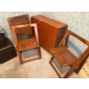Image 1 : Folding TEAK? Wood Table 62L x 34W x 28T & 4 Chairs