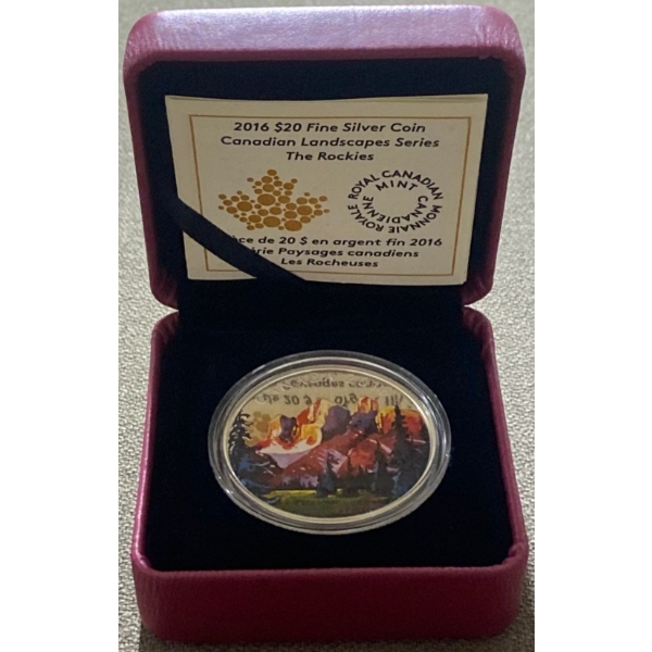 2016 $20 The Rocky Mountains Fine Silver Coin 31.83 Grams