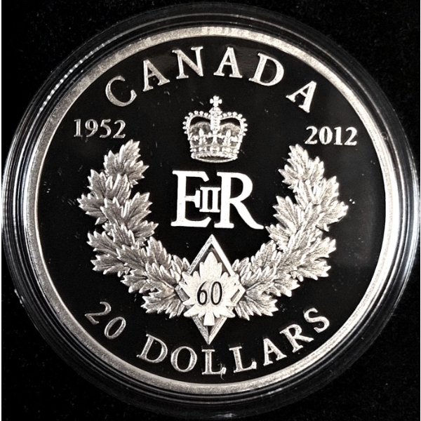 2012 $20 Queen's Diamond Jubilee Royal Cypher - 99.9% Fine Silver Coin - #2