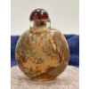  Hand Painted Village Scene Glass Snuff Bottle  2.5H