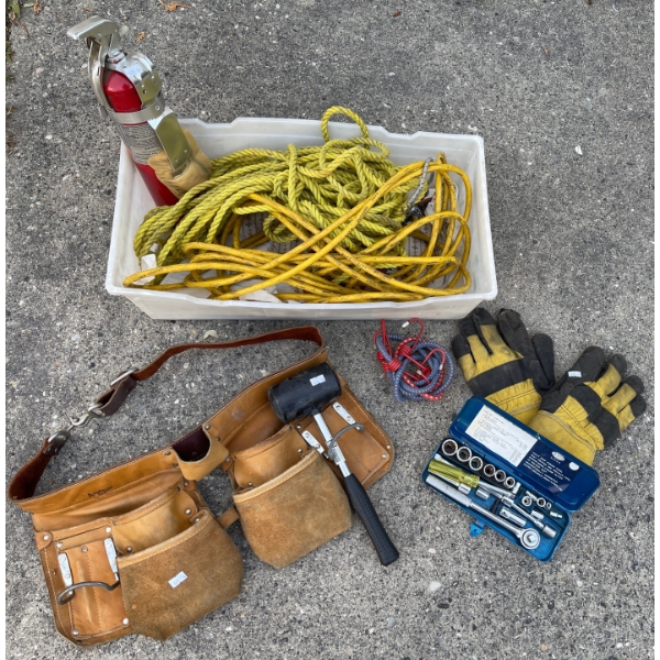 Leather Tool Belt w/ Assorted Home Improvment Tools & Accessories