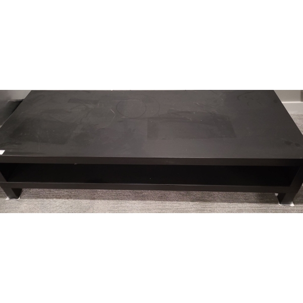 Black TV Stand 58.5 w, 14 h, 22 d w/ Lower Shelf