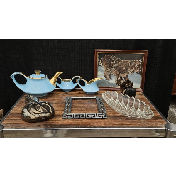 Blue Teapot Set with Various Decor Ornaments