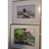 Image 1 : Gordon Miller Eagle Print 13.5 X 11 and Diamond Head Waikiki Drawing 14.5 X 11.5, Framed Under Glass