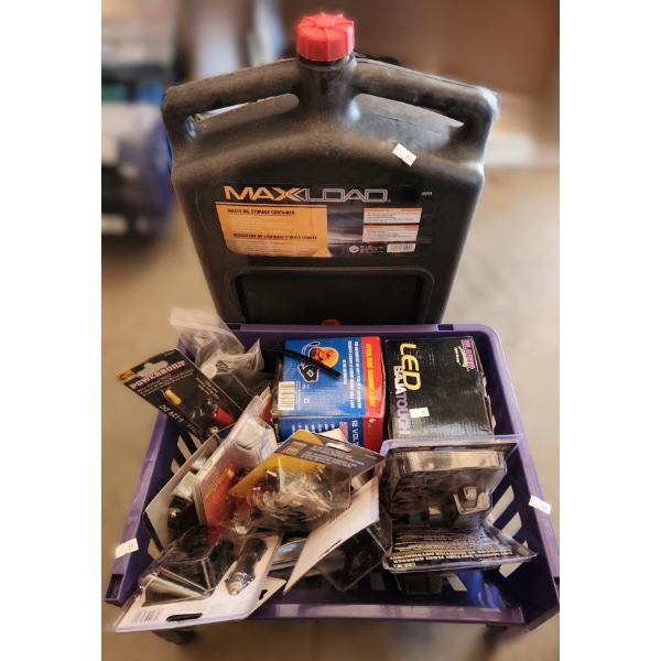 Max Load Waste Storage Oil Container, Automotive Lights, Voltage Tester, Float Chargers and More!